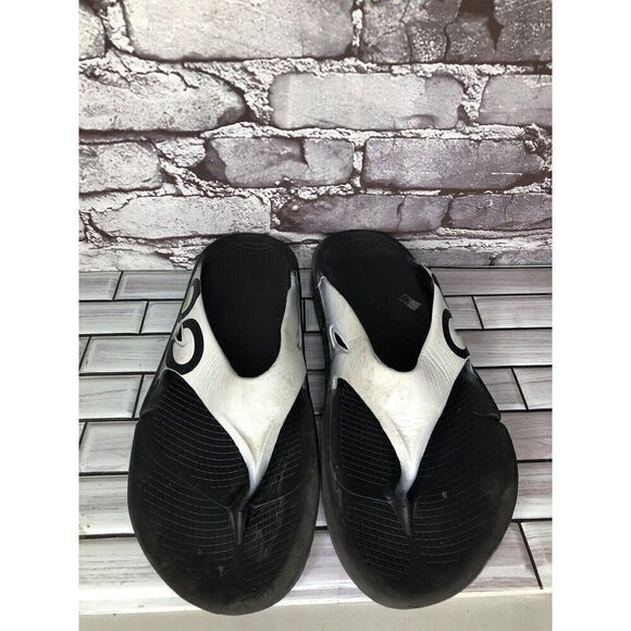 Oofos OOriginal Thong Unisex Black White Thong Foam Lightweight Sandals Men 45EU main image 5